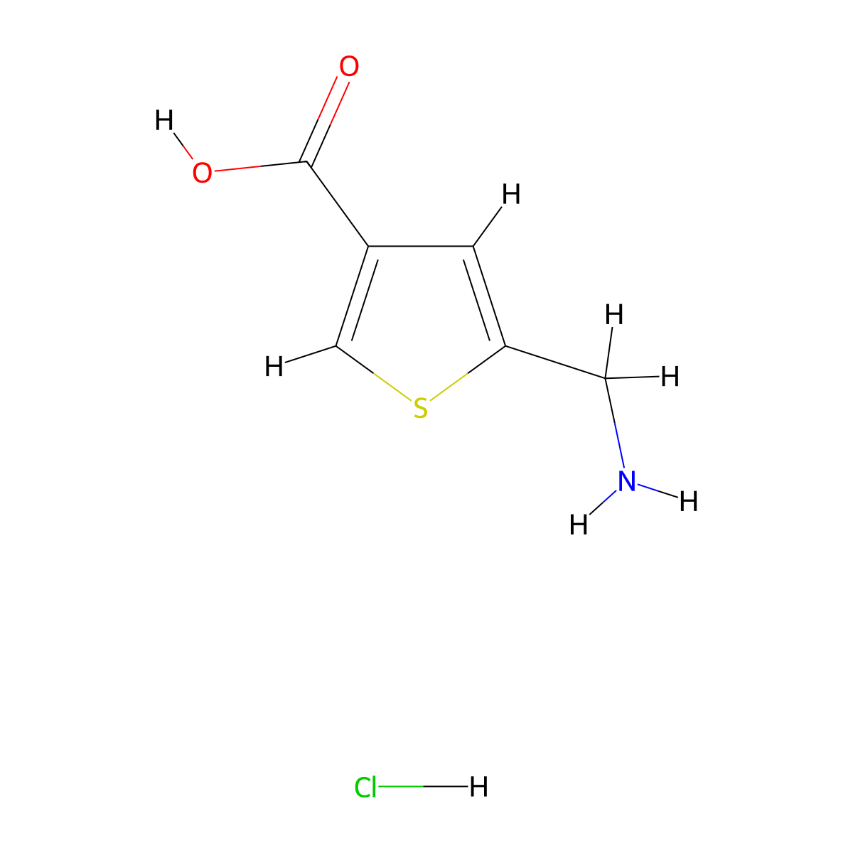 5-(Aminomethyl)thiophene-3-carboxylic acid hydrochloride molecular structure, CAS 2172589-63-6