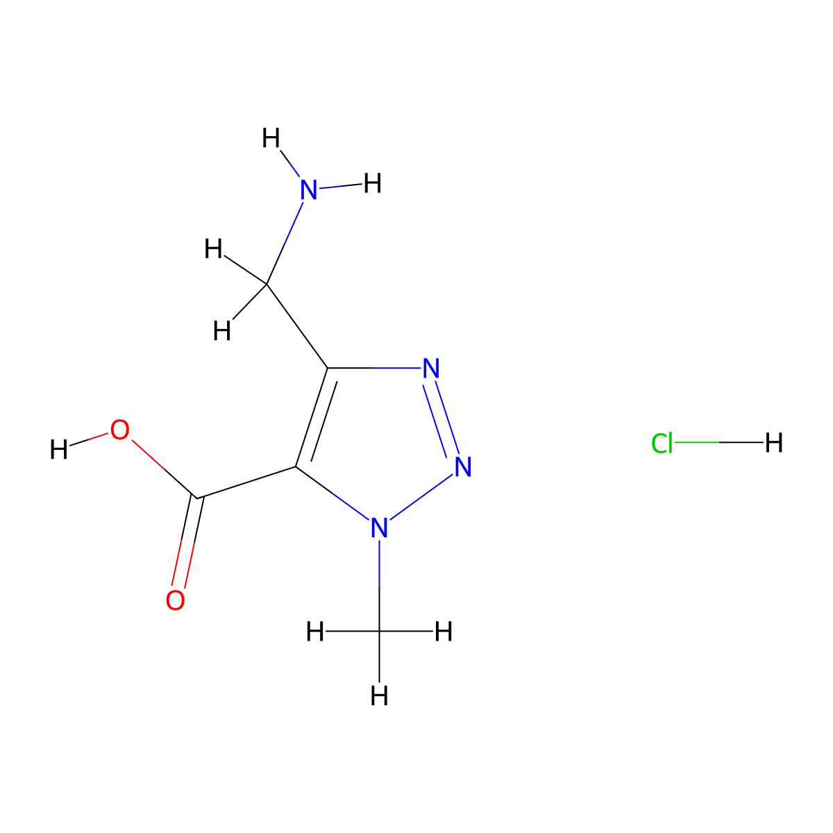 4-(Aminomethyl)-1-methyl-1H-1,2,3-triazole-5-carboxylic acid hydrochloride molecular structure, CAS 2172590-21-3