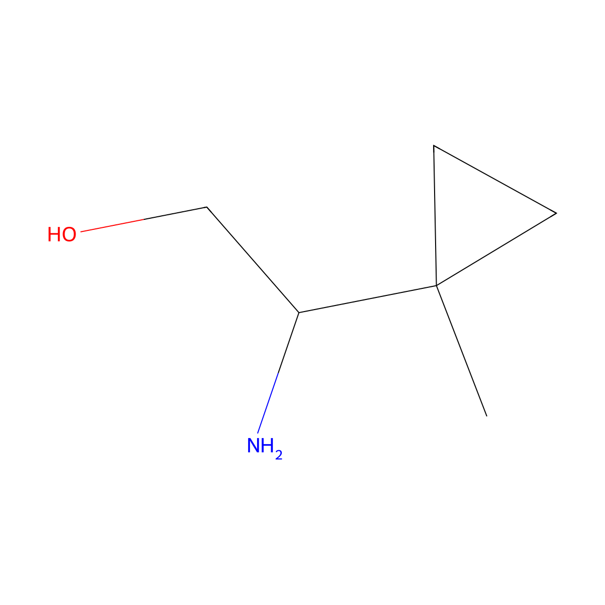 2-Amino-2-(1-methylcyclopropyl)ethan-1-ol molecular structure, CAS 2172590-87-1