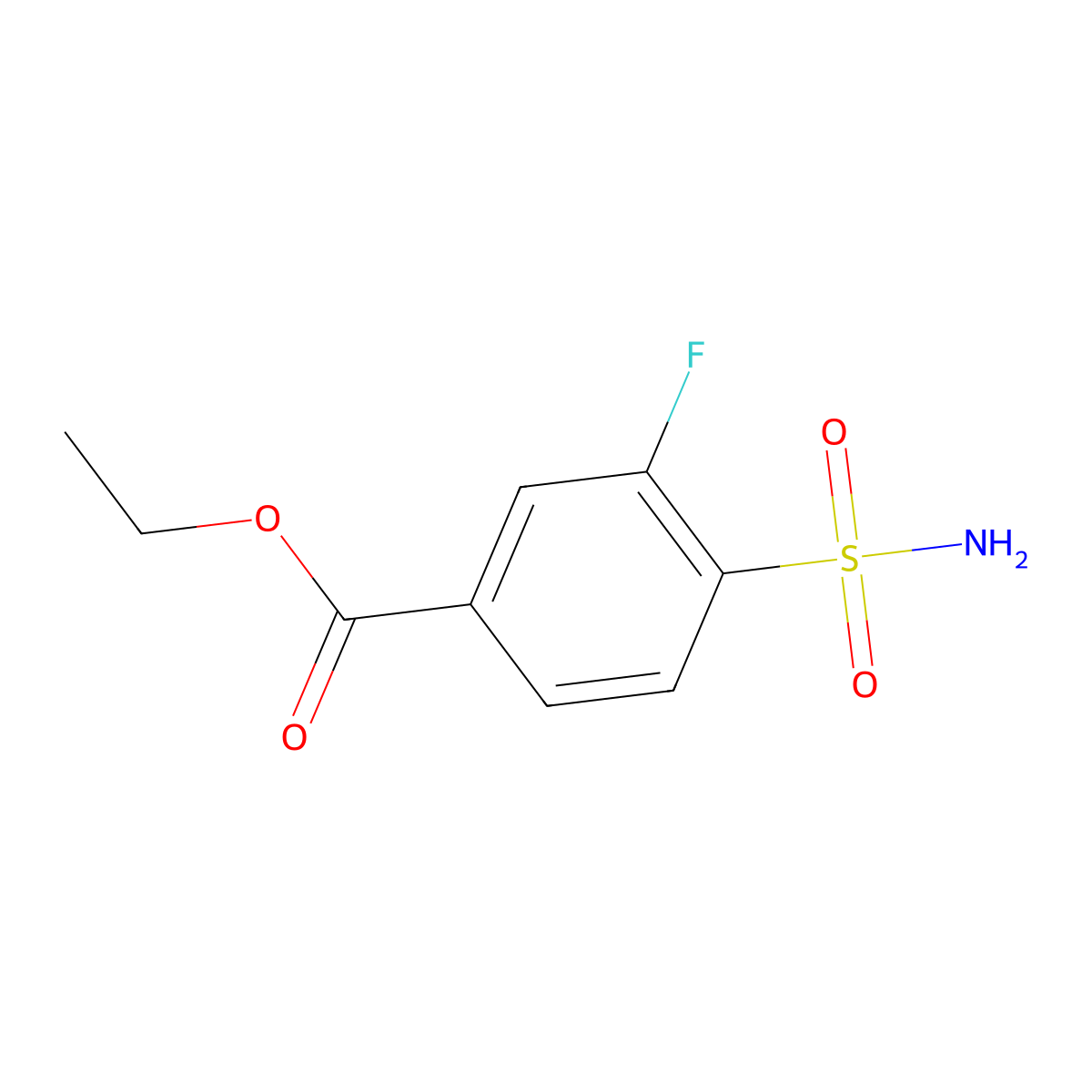 Ethyl 3-fluoro-4-sulfamoylbenzoate molecular structure, CAS 2172593-81-4