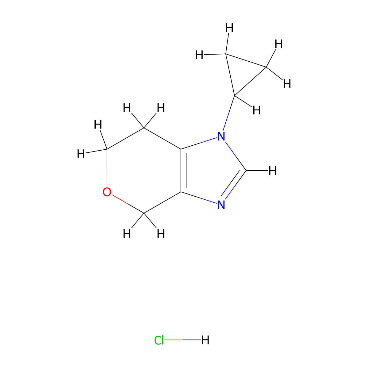 1-cyclopropyl-1H,4H,6H,7H-pyrano[3,4-d]imidazole hydrochloride molecular structure, CAS 2172595-14-9