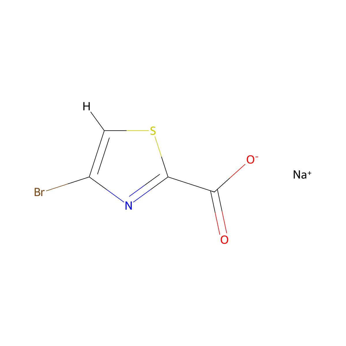 Sodium 4-bromo-1,3-thiazole-2-carboxylate molecular structure, CAS 2172596-90-4