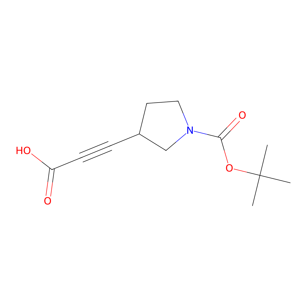 3-(1-(tert-Butoxycarbonyl)pyrrolidin-3-yl)propiolic acid molecular structure, CAS 2172597-24-7