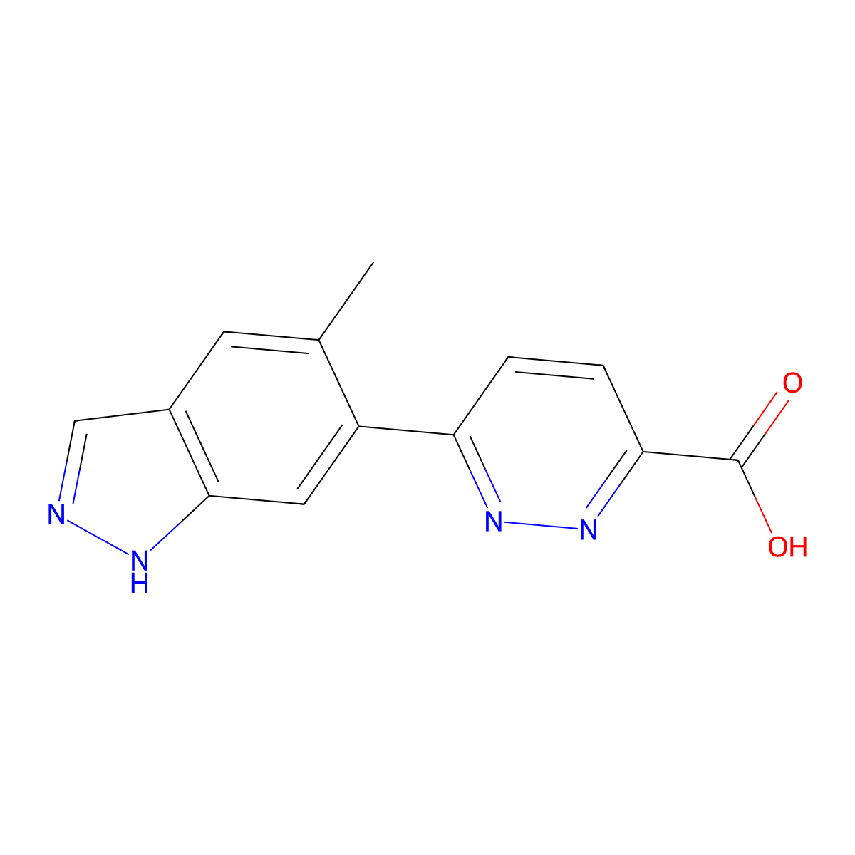 6-(5-methyl-1H-indazol-6-yl)pyridazine-3-carboxylic acid molecular structure, CAS 2172597-33-8