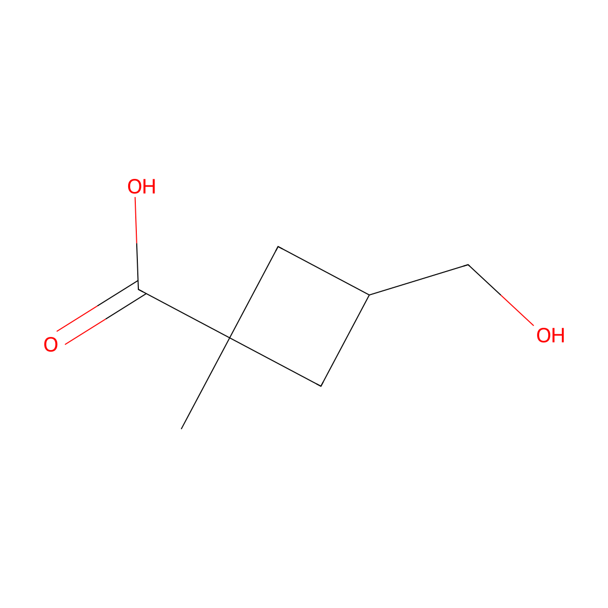 3-(Hydroxymethyl)-1-methylcyclobutane-1-carboxylic acid molecular structure, CAS 2172598-32-0