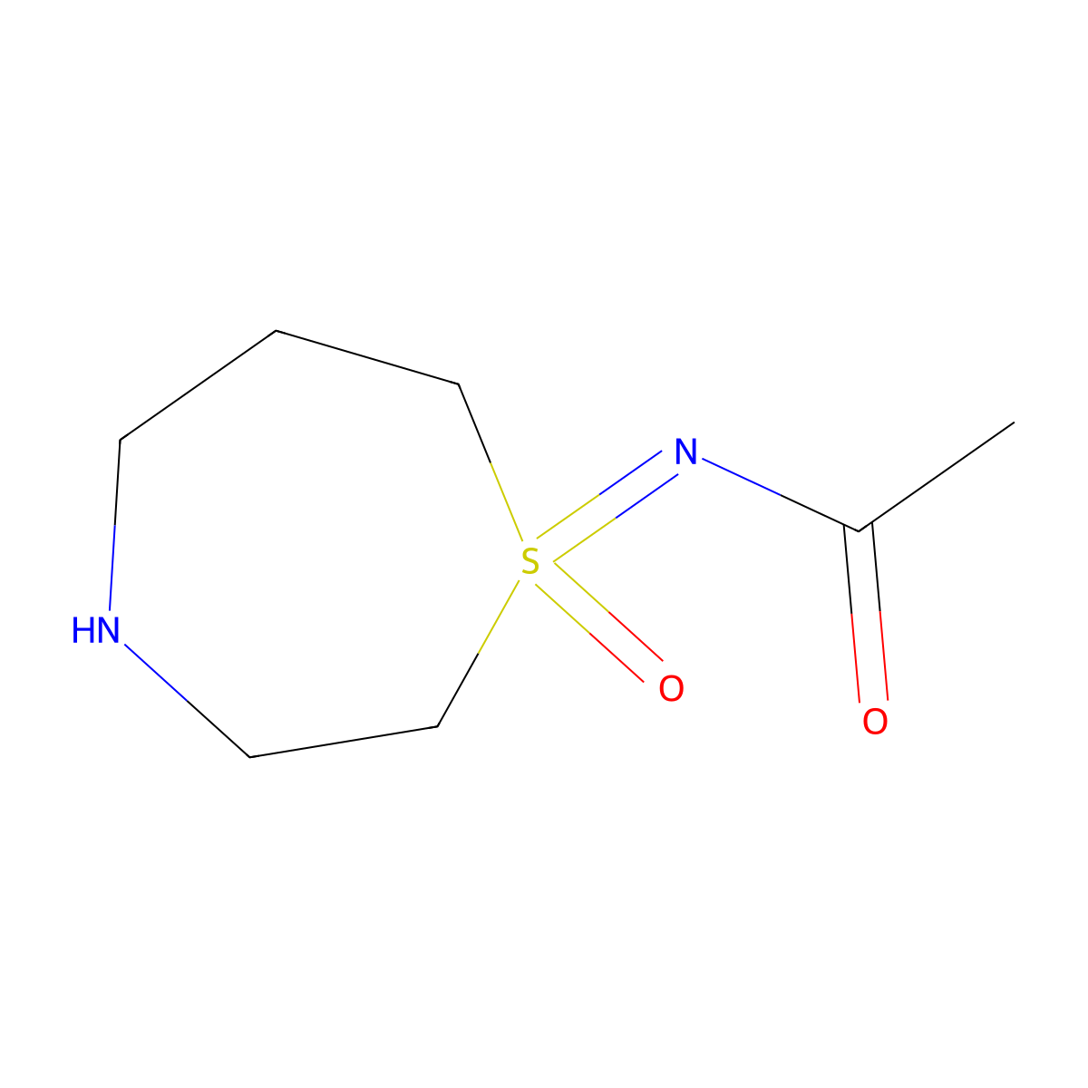 N-(1-oxo-1lambda6,4-thiazepan-1-ylidene)acetamide molecular structure, CAS 2172599-65-2