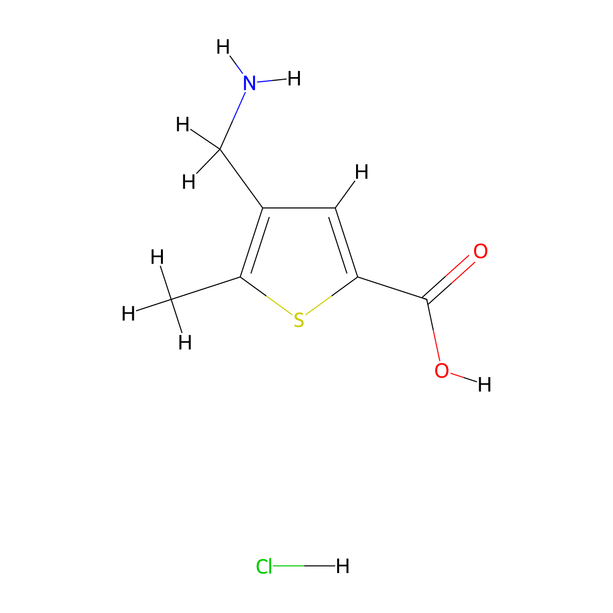 4-(Aminomethyl)-5-methylthiophene-2-carboxylic acid hydrochloride molecular structure, CAS 2172600-93-8