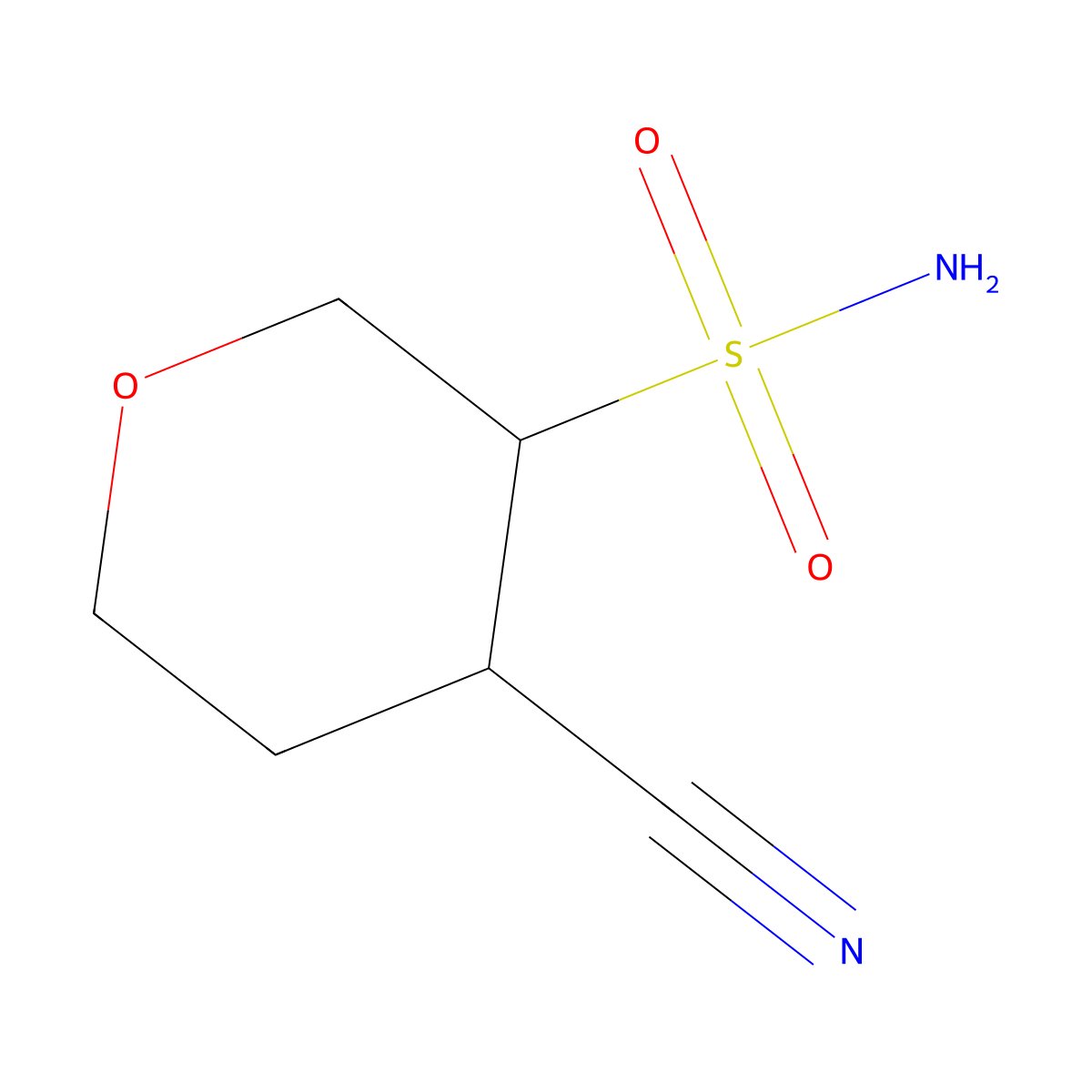 4-Cyanooxane-3-sulfonamide molecular structure, CAS 2172601-57-7