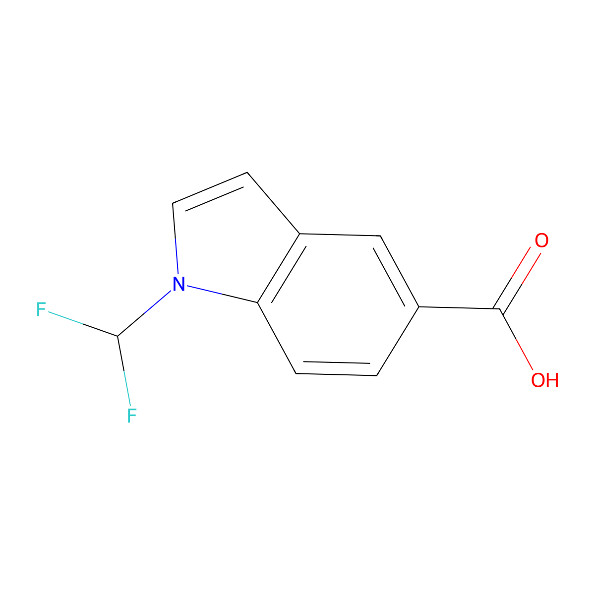 1-(difluoromethyl)-1H-indole-5-carboxylic acid molecular structure, CAS 2172601-87-3
