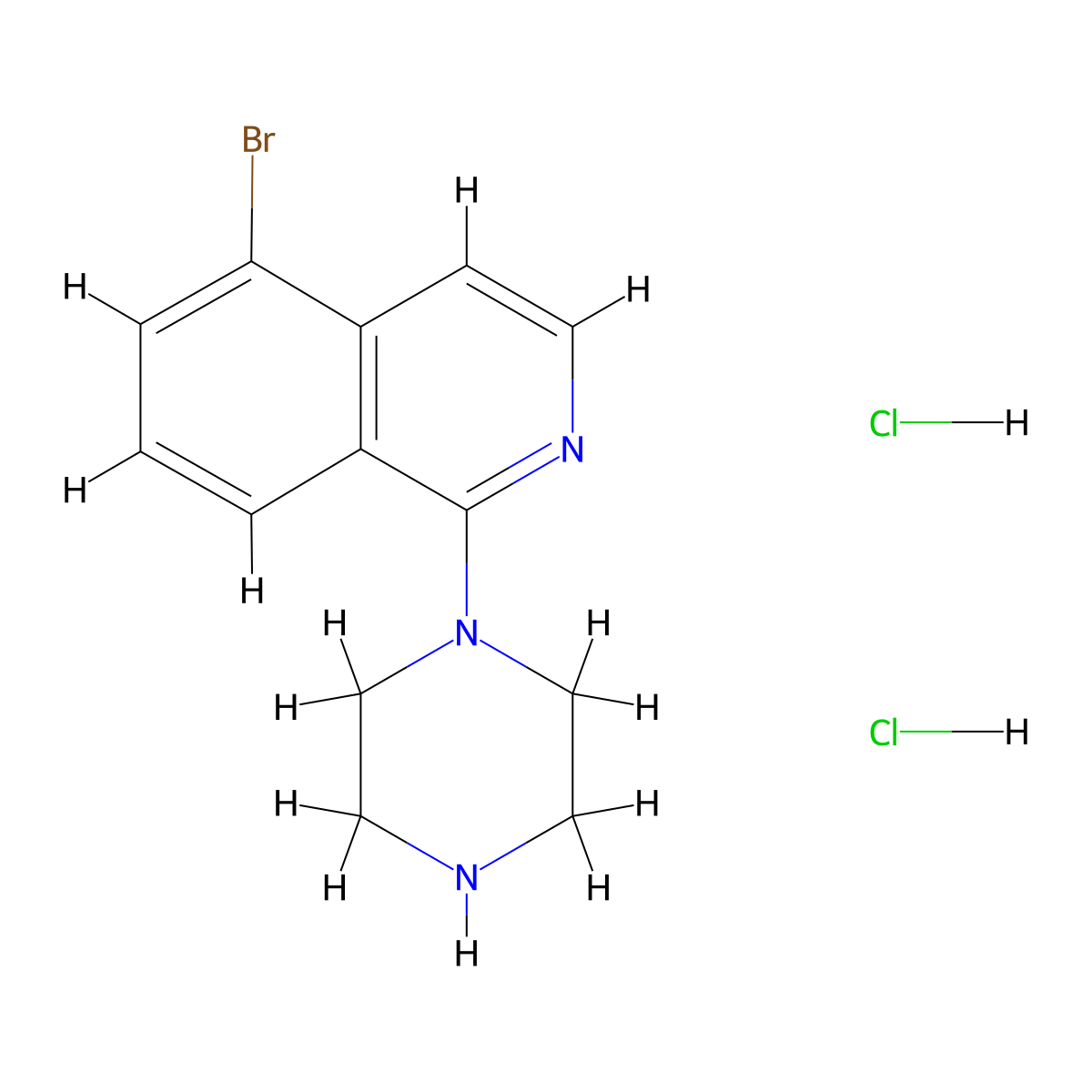 5-Bromo-1-(piperazin-1-yl)isoquinoline dihydrochloride molecular structure, CAS 2172601-89-5