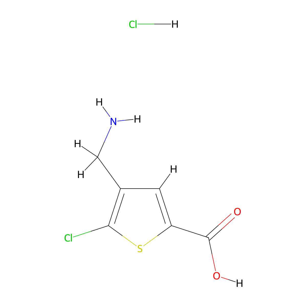 4-(Aminomethyl)-5-chlorothiophene-2-carboxylic acid hydrochloride molecular structure, CAS 2172602-44-5