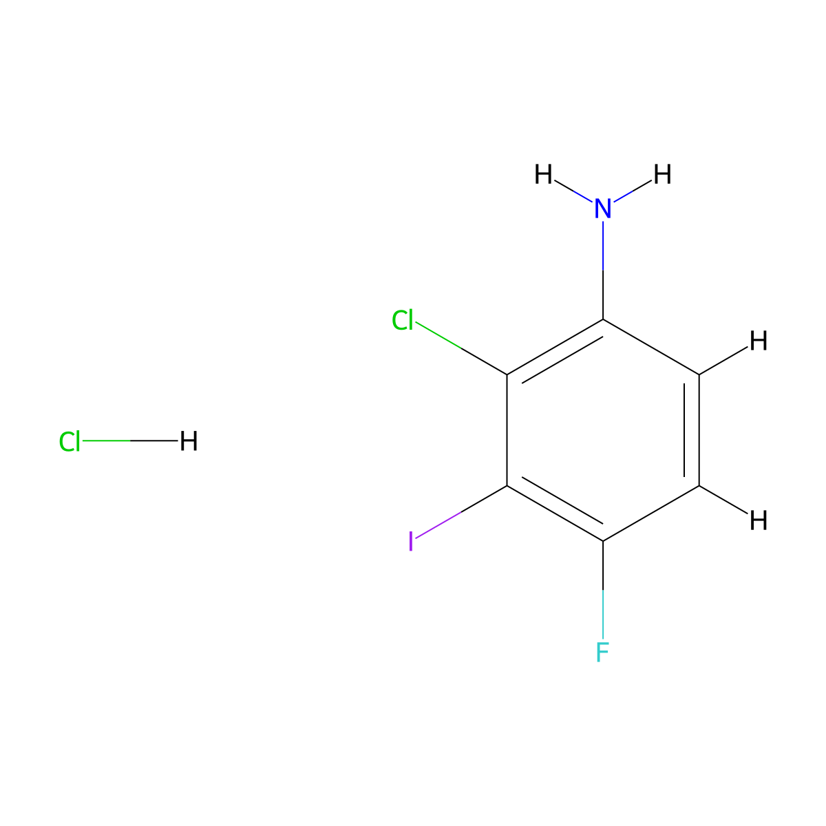 2-Chloro-4-fluoro-3-iodoaniline hydrochloride molecular structure, CAS 2172602-58-1