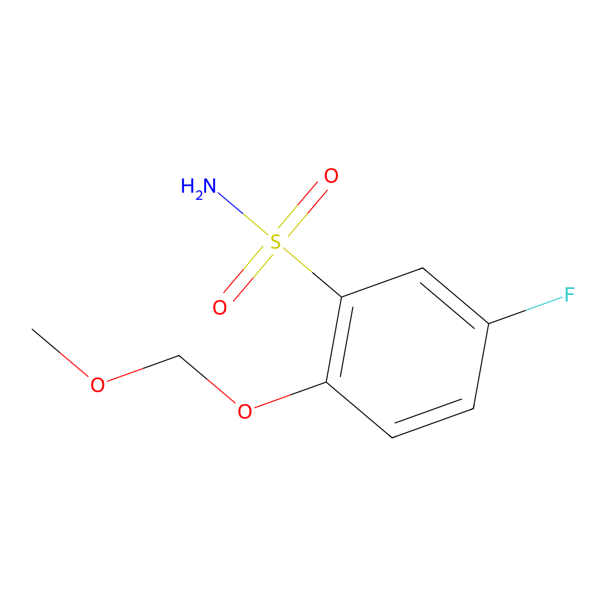 5-Fluoro-2-(methoxymethoxy)benzene-1-sulfonamide molecular structure, CAS 2172603-82-4