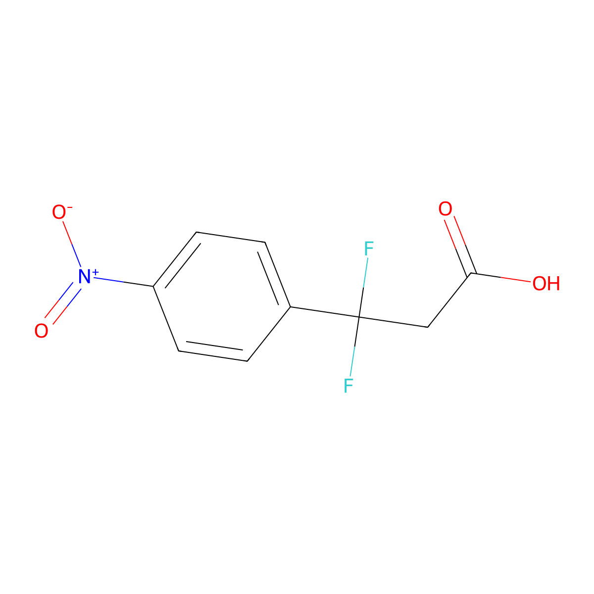 3,3-Difluoro-3-(4-nitrophenyl)propanoic acid molecular structure, CAS 2172605-02-4