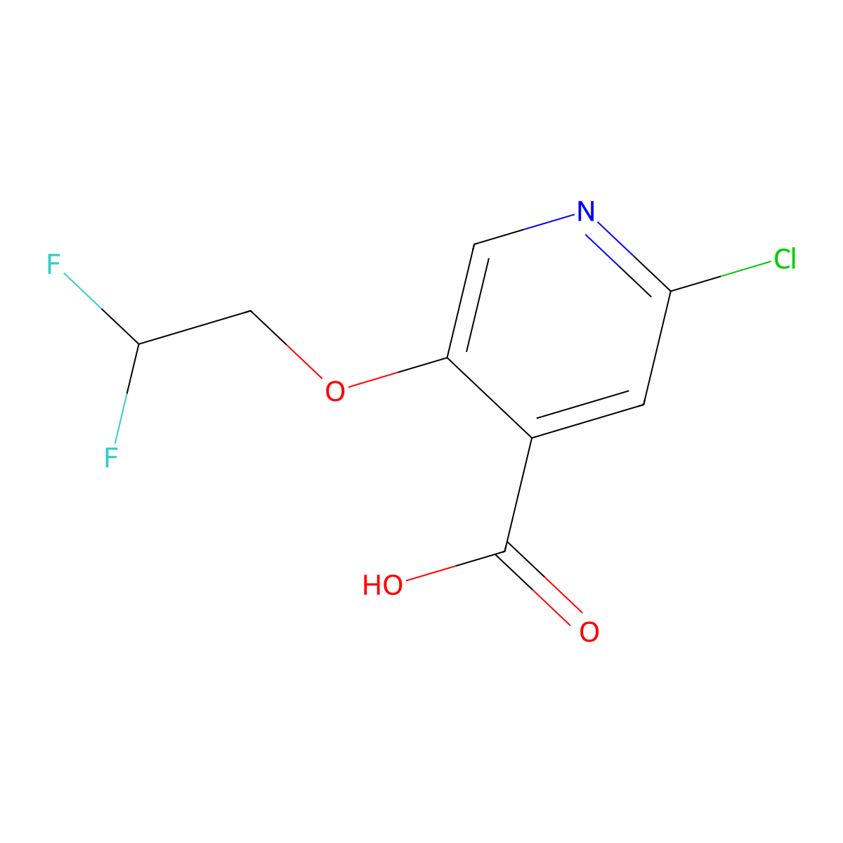 2-Chloro-5-(2,2-difluoroethoxy)pyridine-4-carboxylic acid molecular structure, CAS 2172605-42-2
