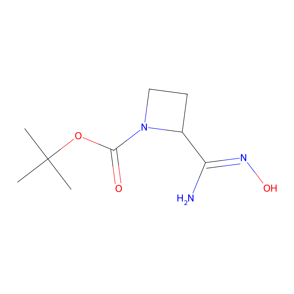 tert-butyl 2-((Z)-N'-hydroxycarbamimidoyl)azetidine-1-carboxylate molecular structure, CAS 2172607-25-7