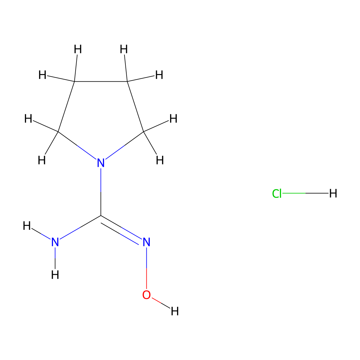 N'-hydroxypyrrolidine-1-carboximidamide hydrochloride molecular structure, CAS 2172607-40-6