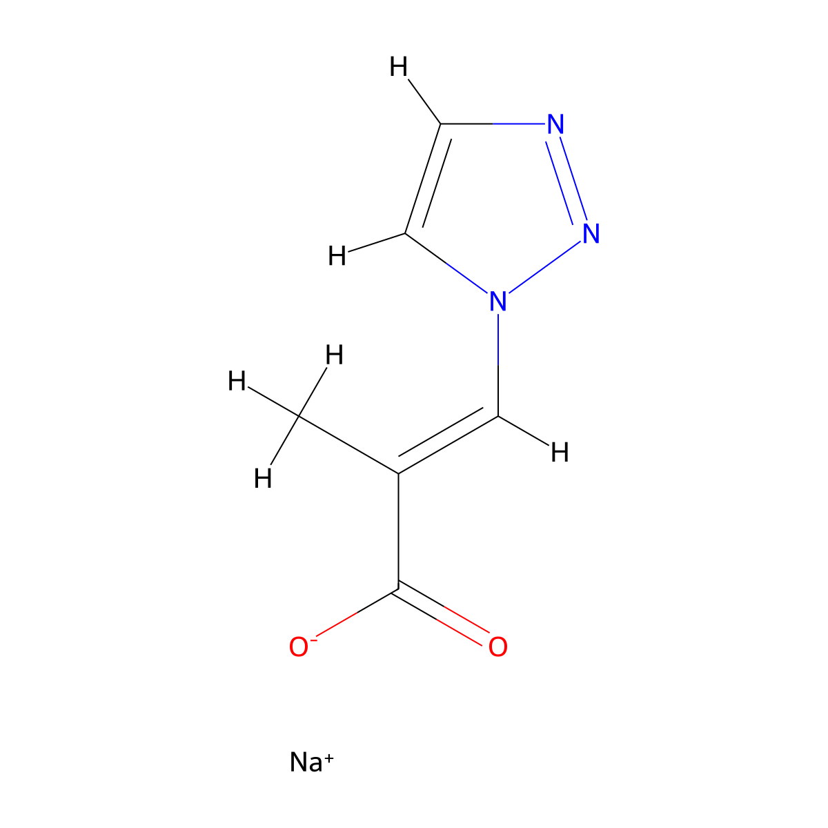 sodium (2E)-2-methyl-3-(1H-1,2,3-triazol-1-yl)prop-2-enoate molecular structure, CAS 2172615-50-6