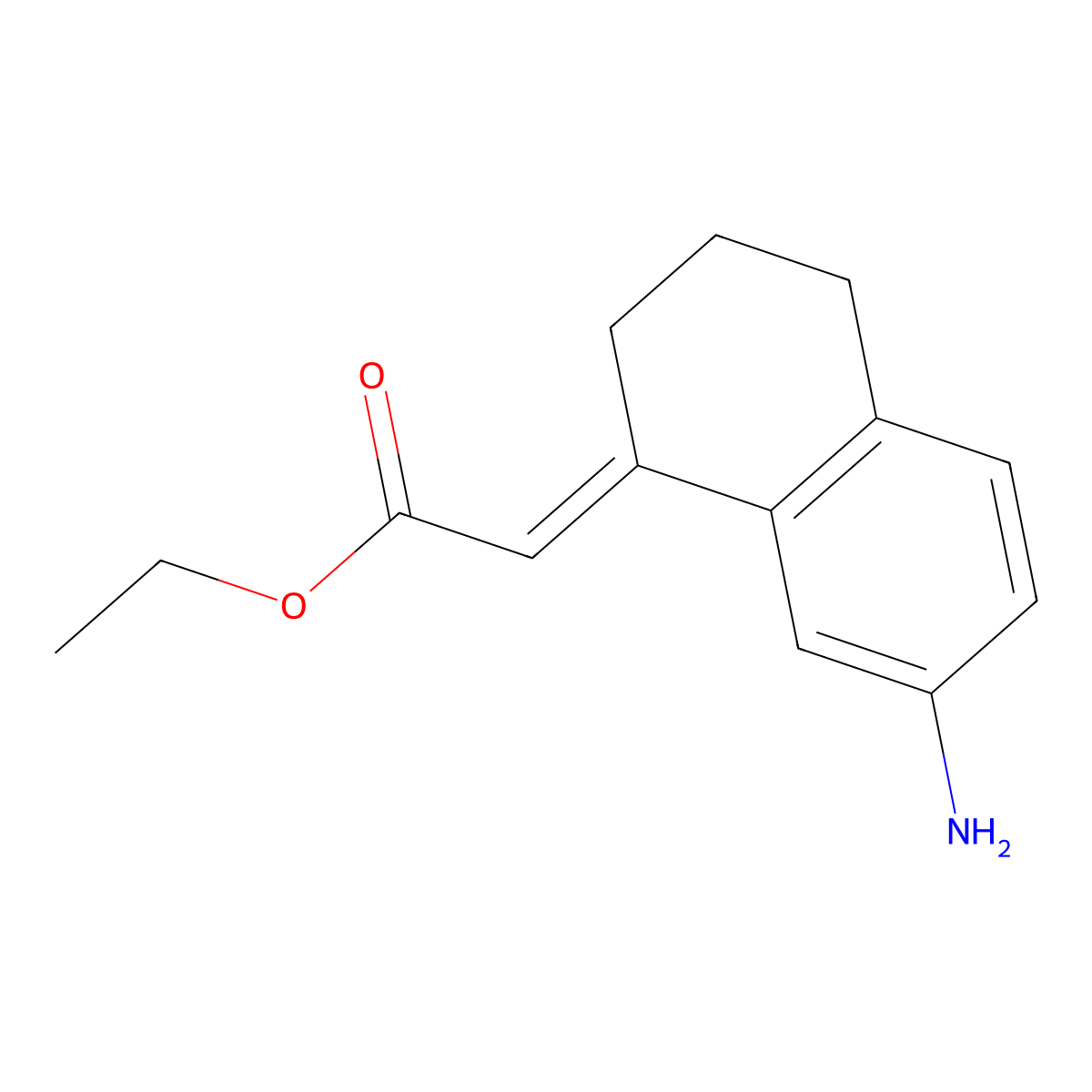 ethyl 2-(7-amino-3,4-dihydro-2H-naphthalen-1-ylidene)acetate molecular structure, CAS 2172621-47-3