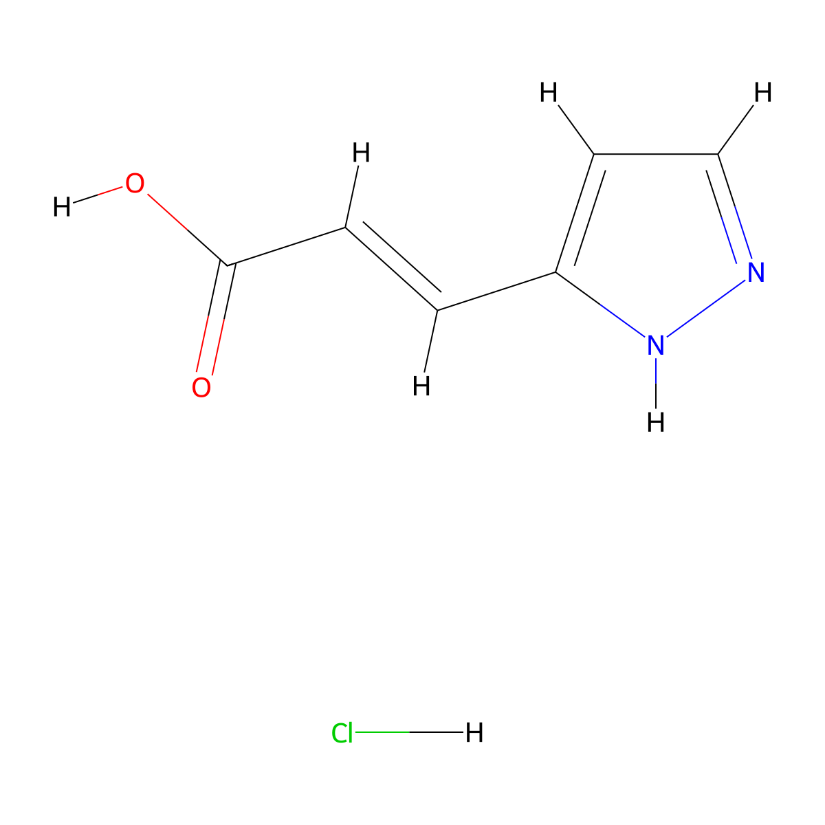 (2E)-3-(1H-pyrazol-3-yl)prop-2-enoic acid hydrochloride molecular structure, CAS 2172625-49-7