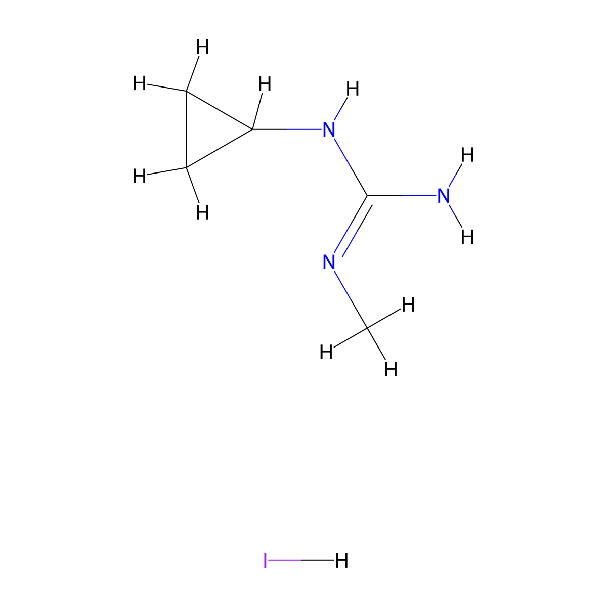 N-cyclopropyl-N''-methylguanidine hydroiodide molecular structure, CAS 2172635-63-9