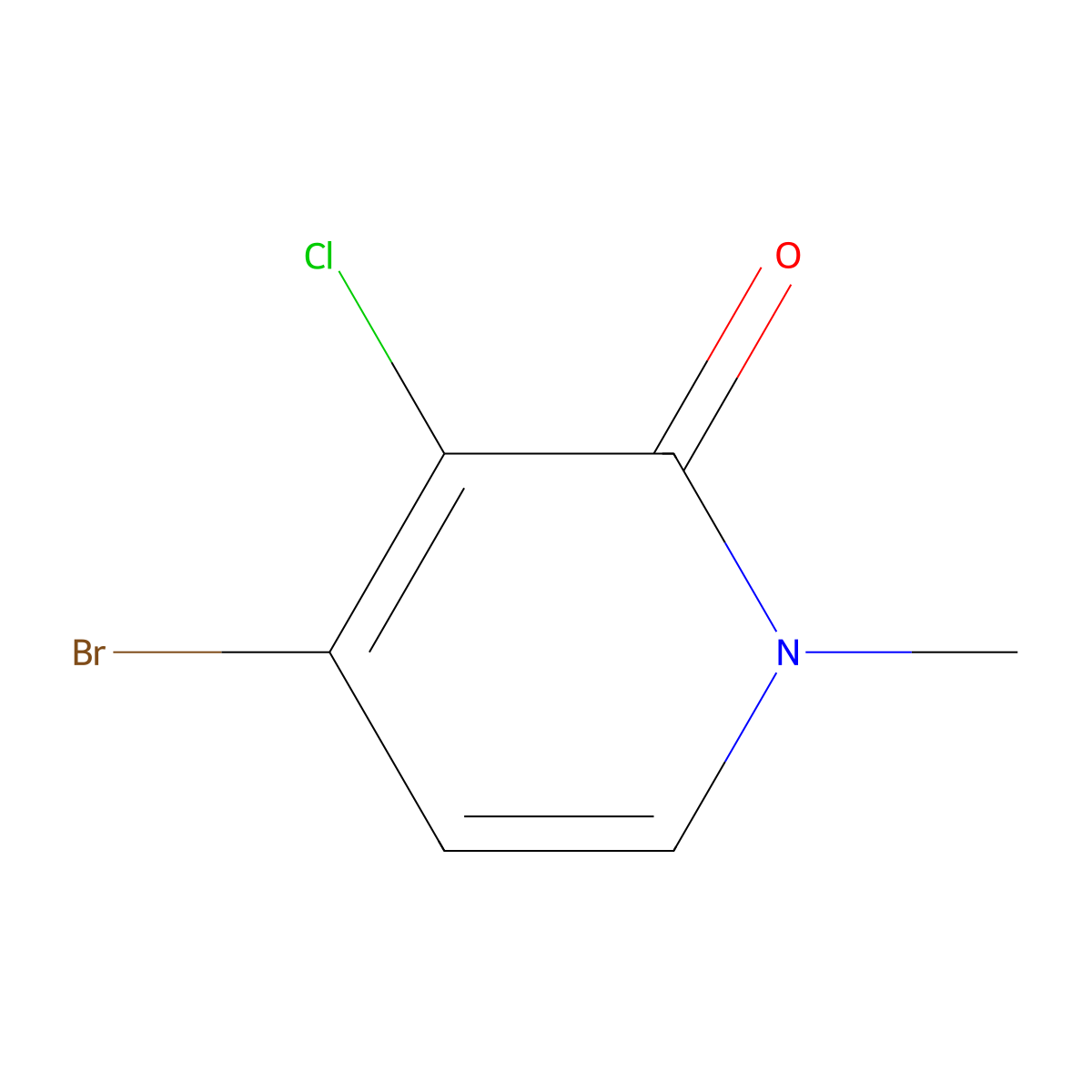 4-Bromo-3-chloro-1-methylpyridin-2(1H)-one molecular structure, CAS 2172654-58-7