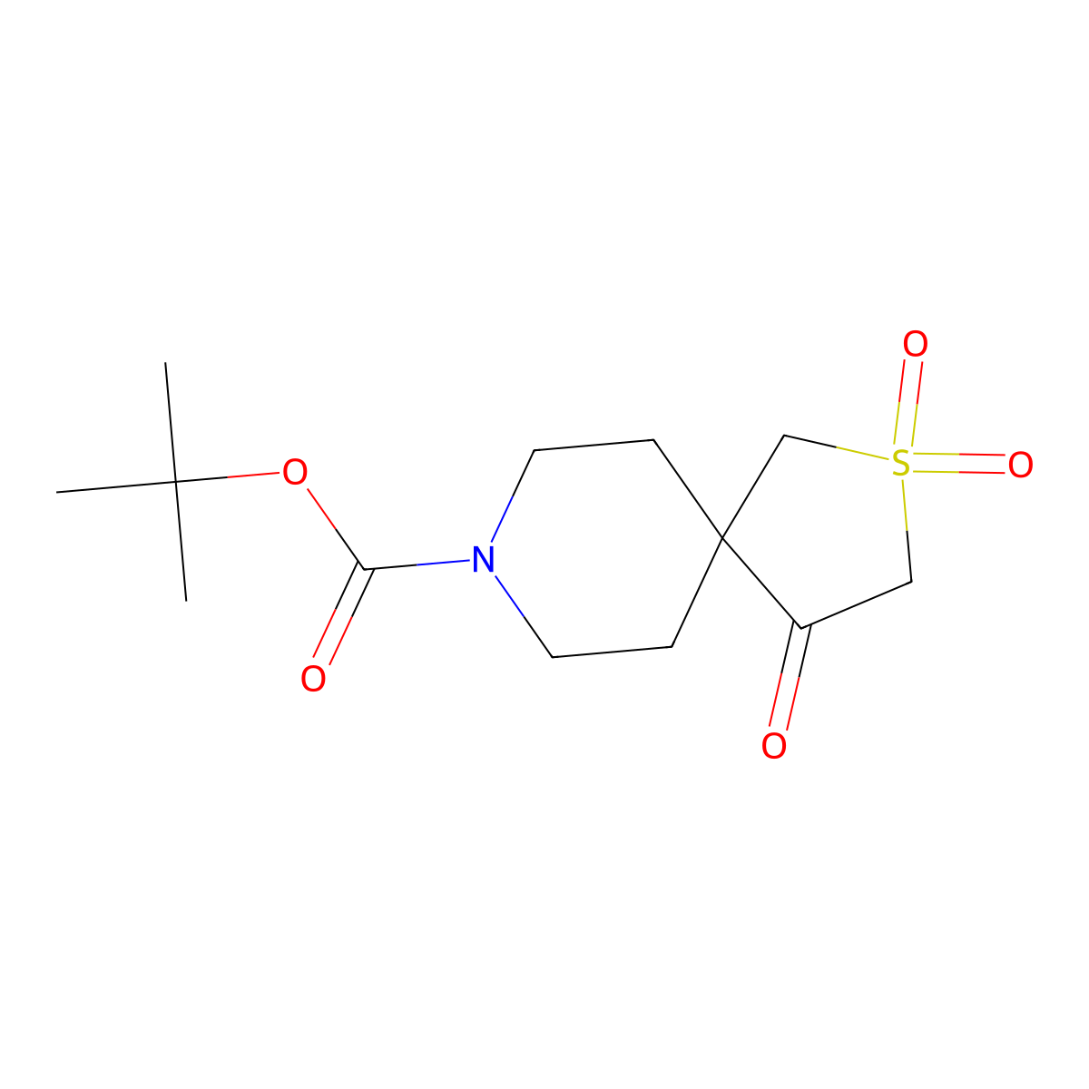 Tert-butyl 2,2,4-trioxo-2lambda6-thia-8-azaspiro(4.5)decane-8-carboxylate molecular structure, CAS 2172654-94-1