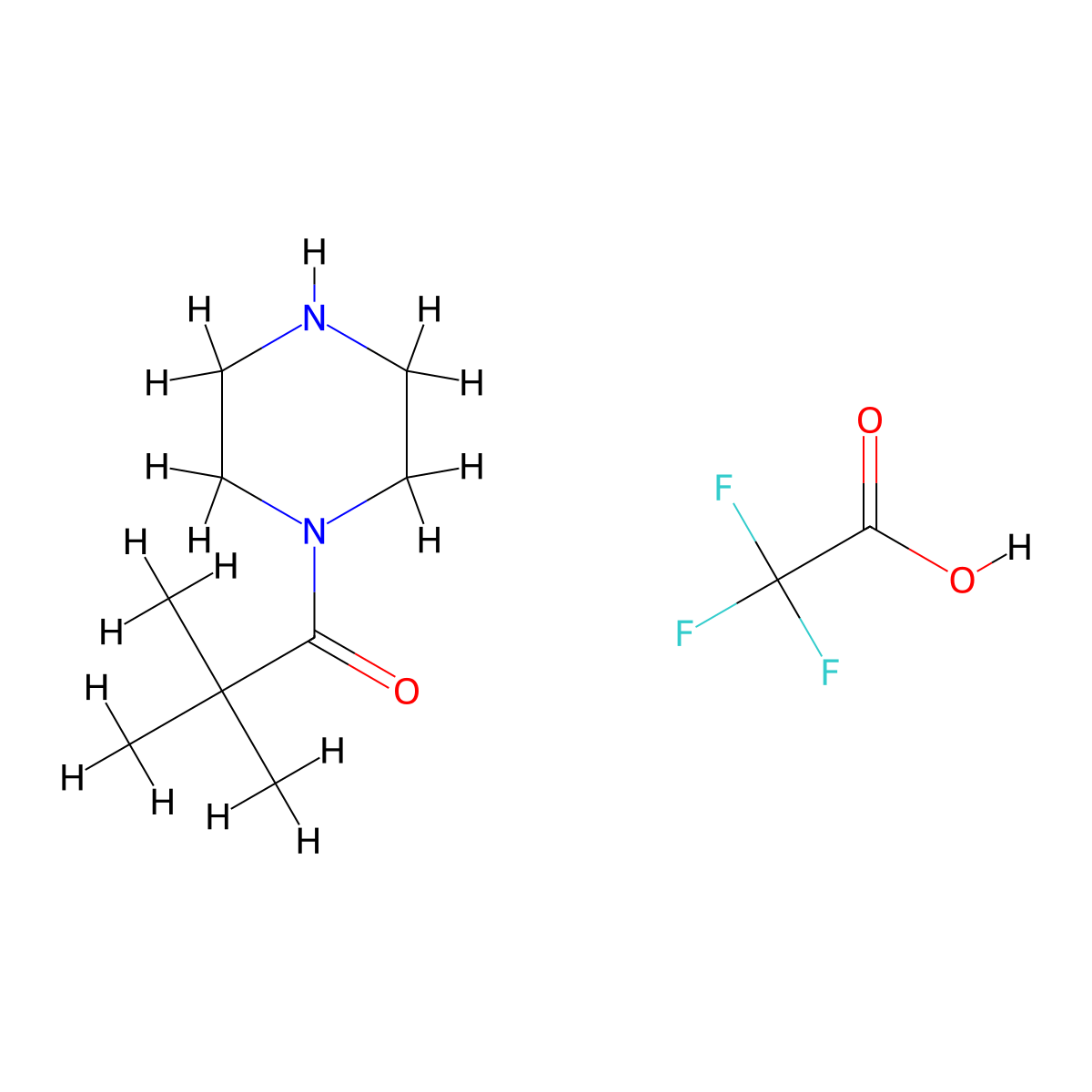 2,2-Dimethyl-1-(piperazin-1-yl)propan-1-one; trifluoroacetic acid molecular structure, CAS 2172787-26-5