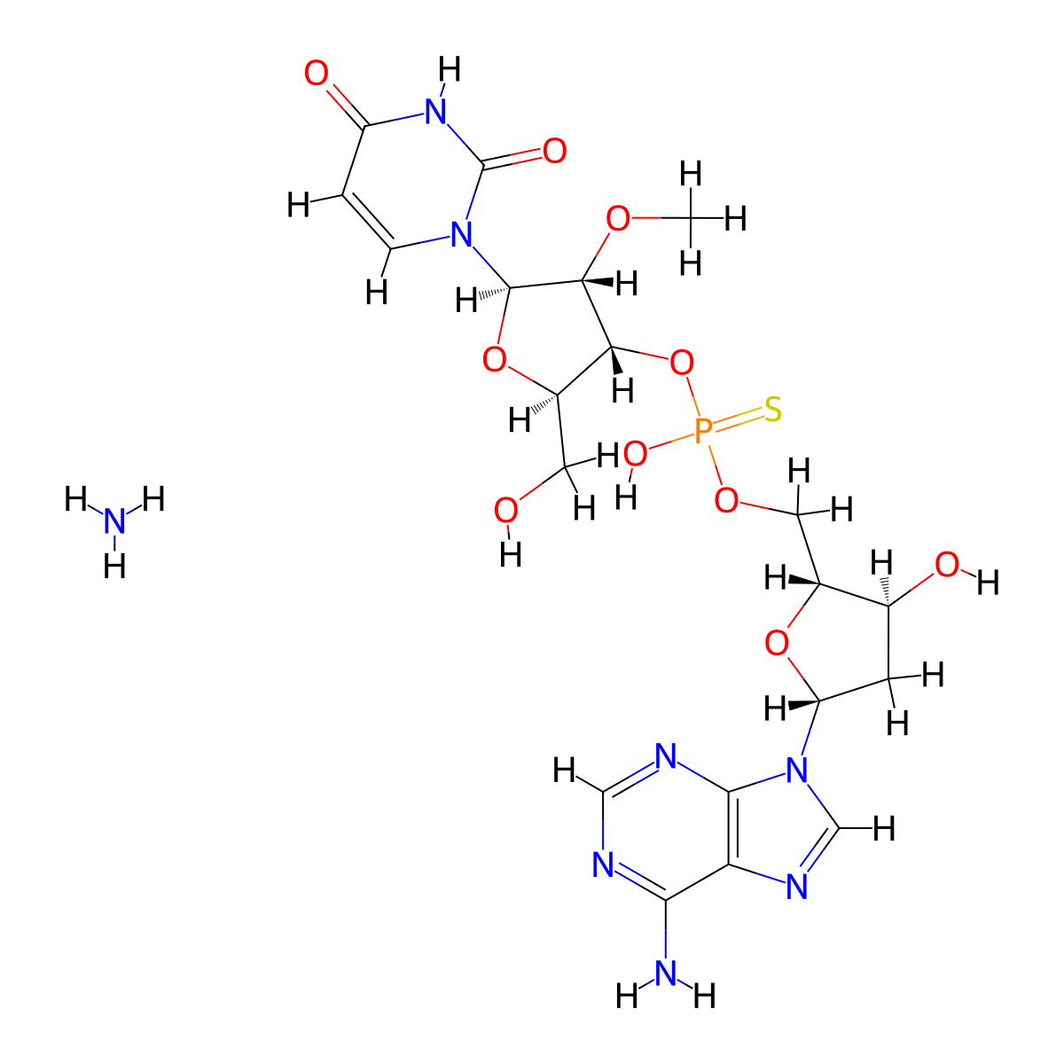 Inarigivir ammonium molecular structure, CAS 2172788-92-8