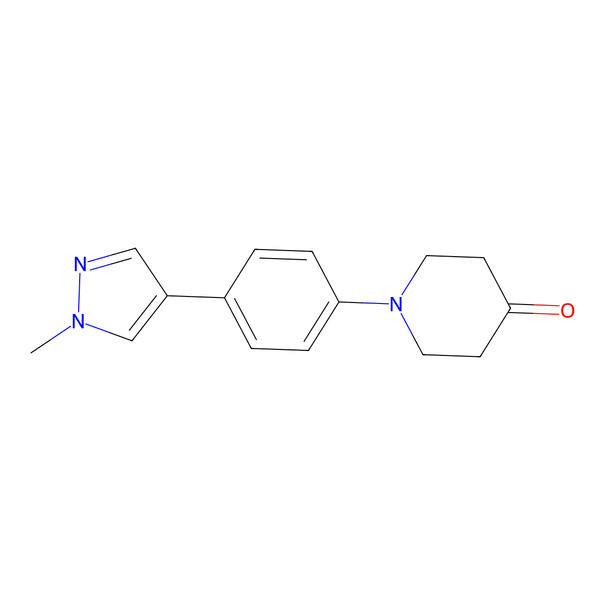 1-(4-(1-Methyl-1H-pyrazol-4-yl)phenyl)piperidin-4-one molecular structure, CAS 2172852-88-7