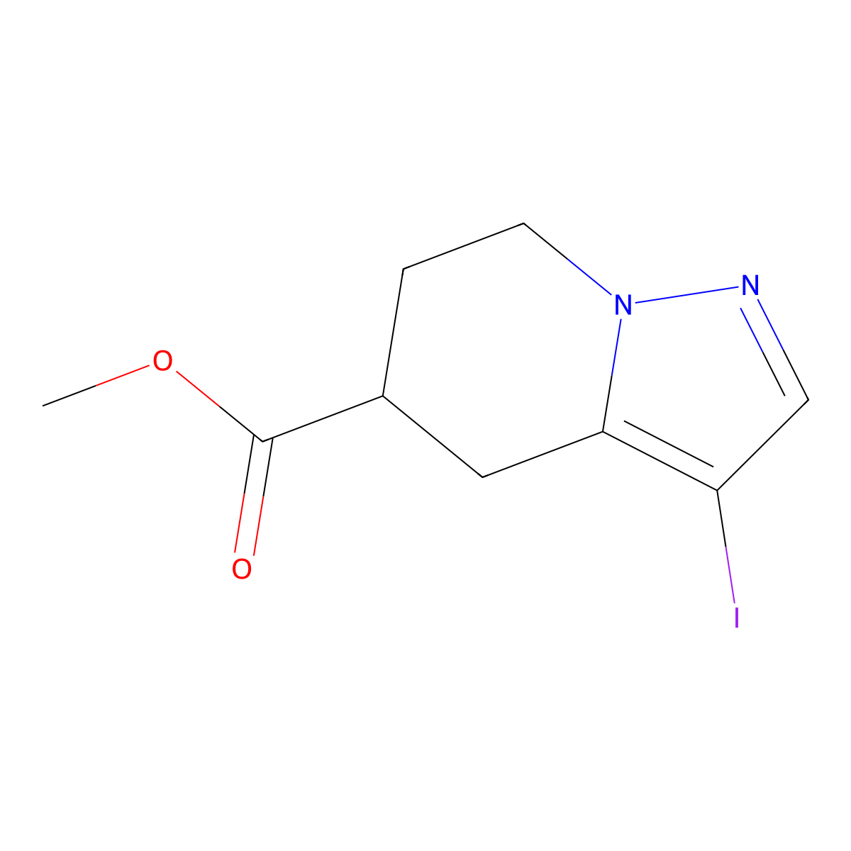 Methyl 3-iodo-4,5,6,7-tetrahydropyrazolo[1,5-a]pyridine-5-carboxylate molecular structure, CAS 2172859-70-8
