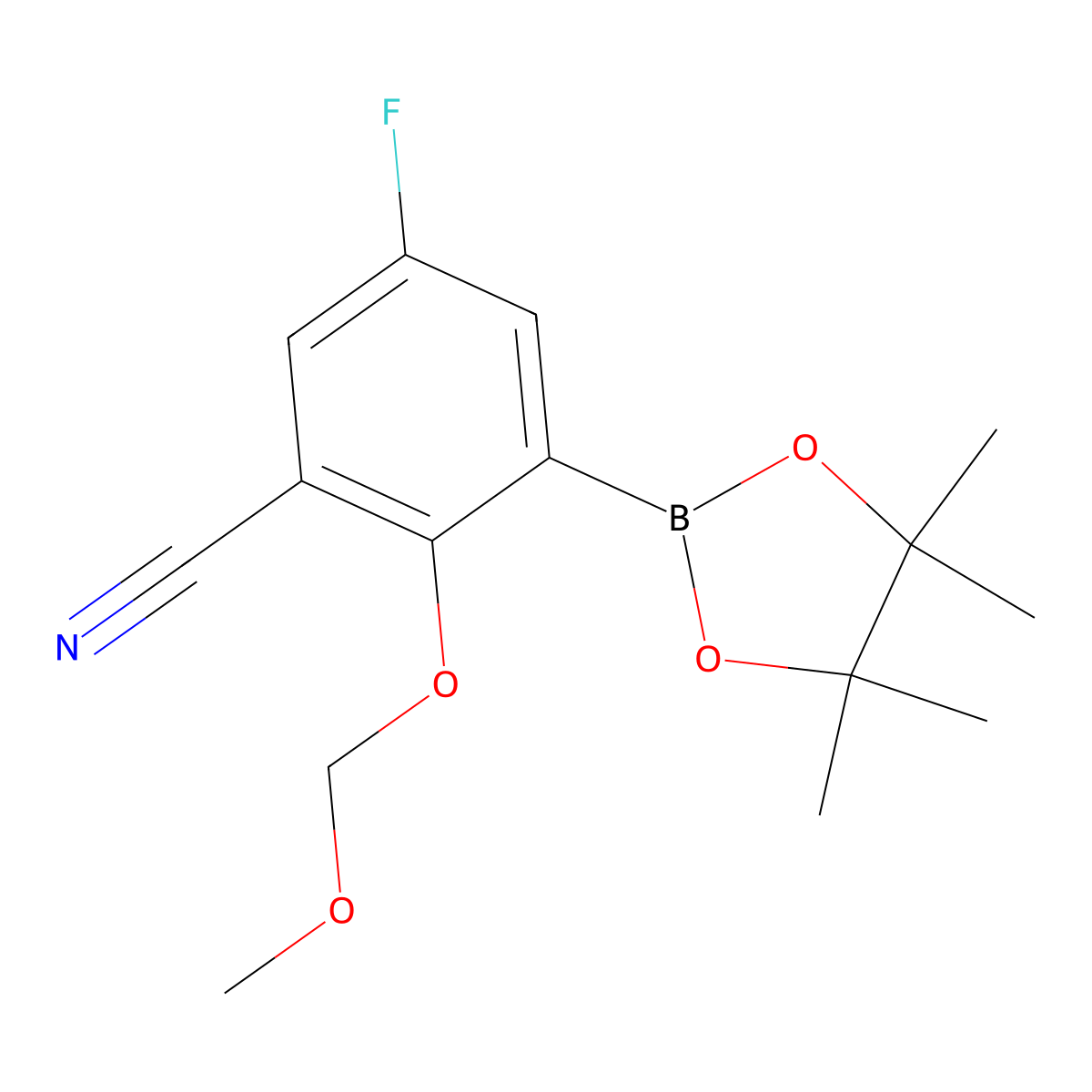 5-Fluoro-2-(methoxymethoxy)-3-(4,4,5,5-tetramethyl-1,3,2-dioxaborolan-2-yl)benzonitrile molecular structure, CAS 2172875-24-8