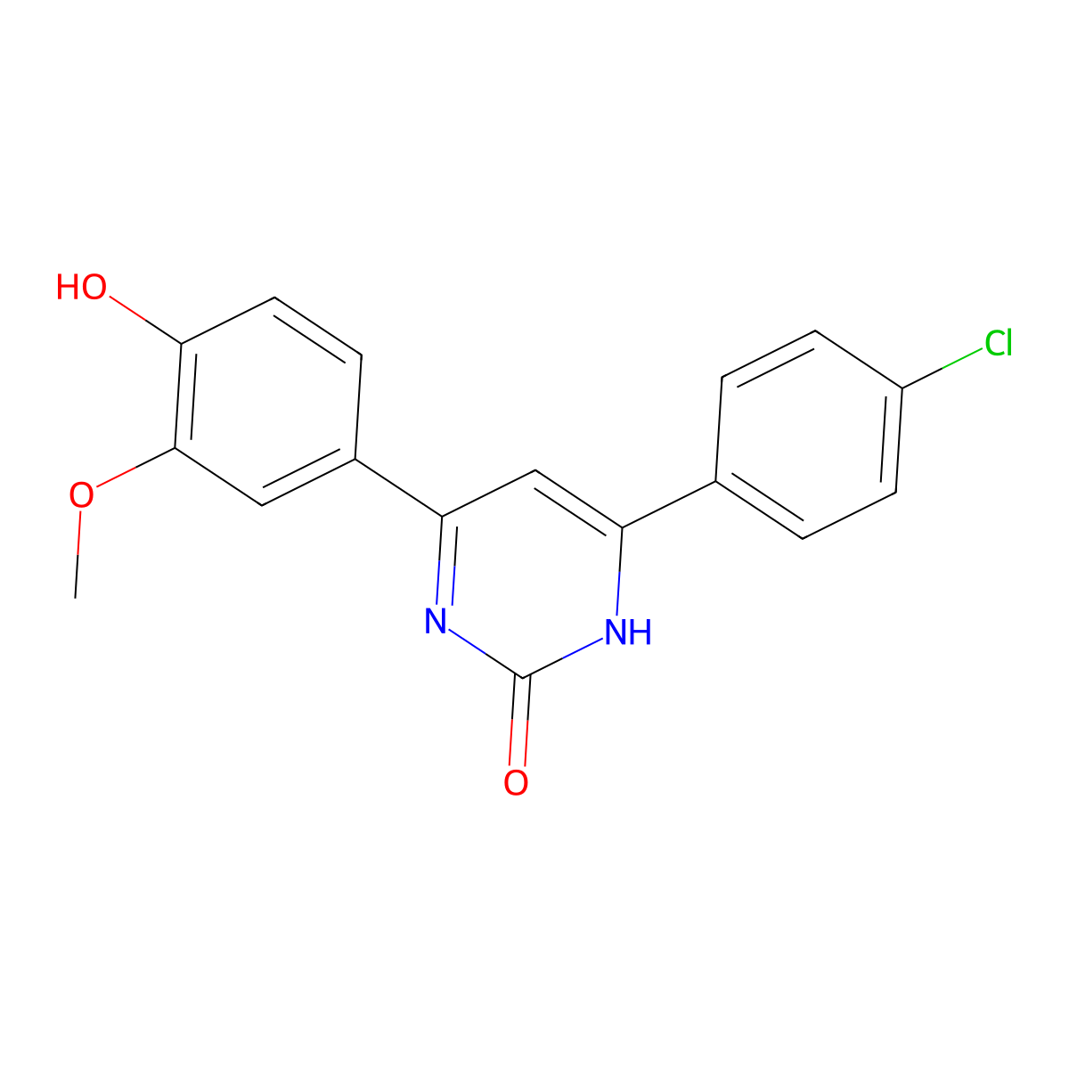 4-(4-Chlorophenyl)-6-(4-hydroxy-3-methoxyphenyl)pyrimidin-2(1H)-one molecular structure, CAS 2172879-52-4