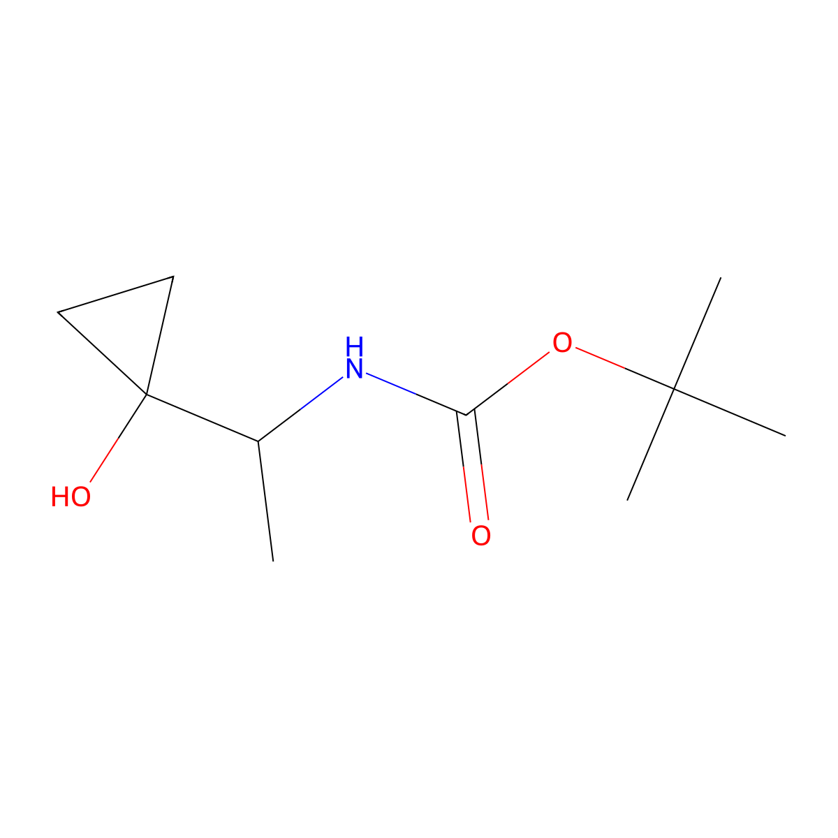 tert-butyl N-[(1S)-1-(1-hydroxycyclopropyl)ethyl]carbamate molecular structure, CAS 2172881-87-5