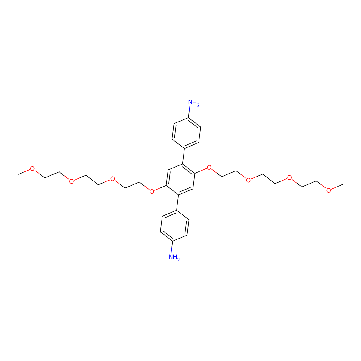 2',5'-Bis(2-(2-(2-methoxyethoxy)ethoxy)ethoxy)-[1,1':4',1''-terphenyl]-4,4''-diamine molecular structure, CAS 2172944-61-3
