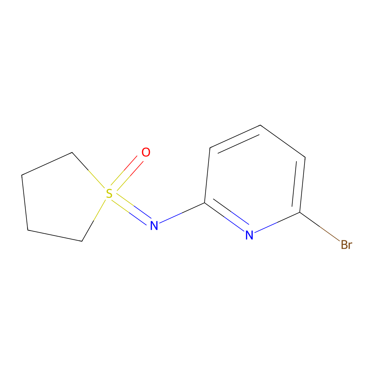 1-((6-Bromopyridin-2-YL)imino)tetrahydro-1H-1L6-thiophene 1-oxide molecular structure, CAS 2172959-09-8