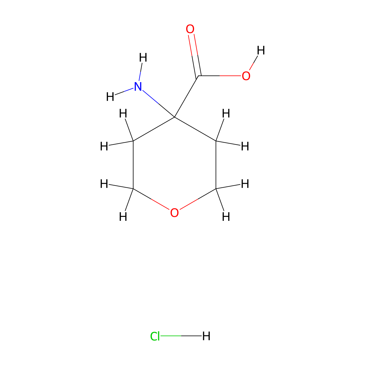 4-Aminotetrahydro-2H-pyran-4-carboxylic acid hydrochloride molecular structure, CAS 217299-03-1