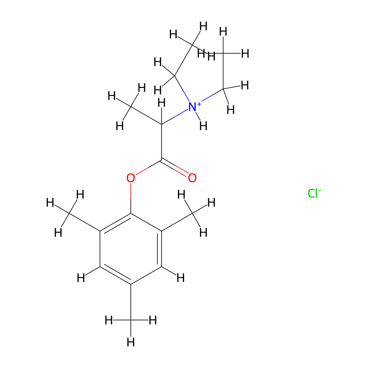 2,4,6-Trimethylphenyl N,N-diethylalaninate--hydrogen chloride (1/1) molecular structure, CAS 2173-47-9
