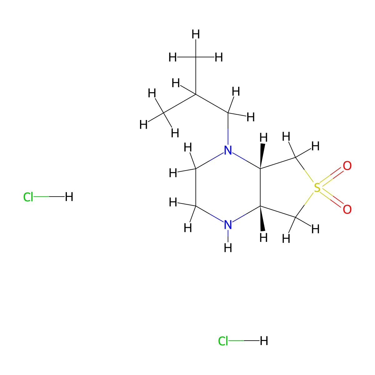 (4aR,7aS)-1-isobutyloctahydrothieno[3,4-b]pyrazine 6,6-dioxide dihydrochloride molecular structure, CAS 2173052-16-7
