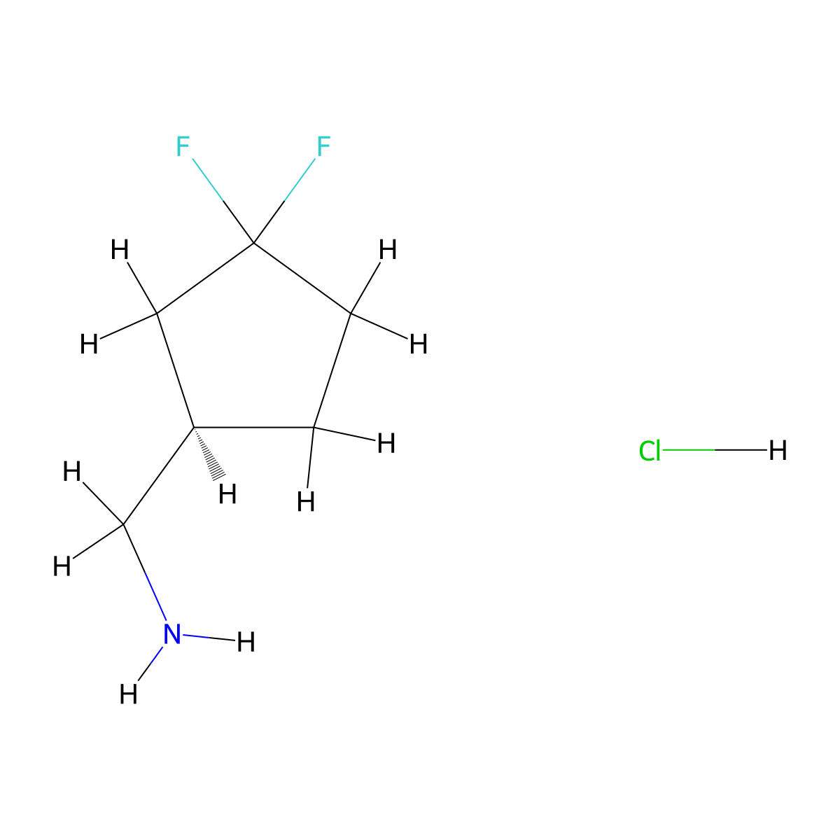 [(1R)-3,3-Difluorocyclopentyl]methanamine hydrochloride molecular structure, CAS 2173052-22-5