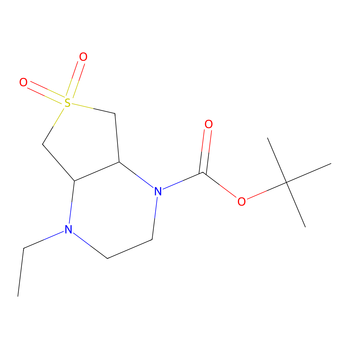 tert-butyl (4aS,7aR)-4-ethylhexahydrothieno[3,4-b]pyrazine-1(2H)-carboxylate 6,6-dioxide molecular structure, CAS 2173052-30-5