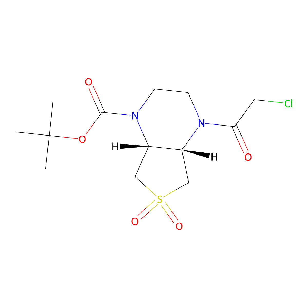tert-butyl (4aS,7aR)-4-(chloroacetyl)hexahydrothieno[3,4-b]pyrazine-1(2H)-carboxylate 6,6-dioxide molecular structure, CAS 2173052-32-7