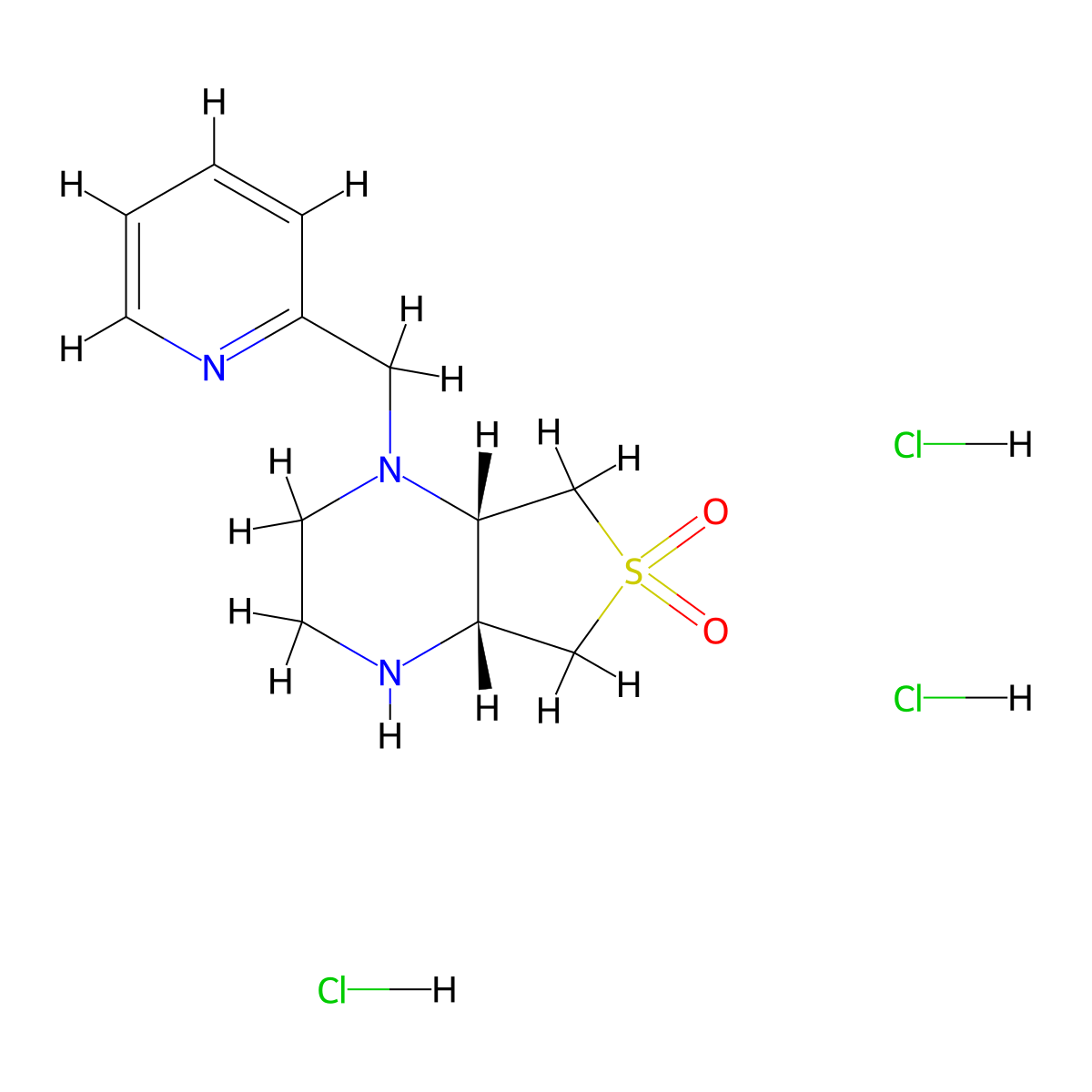 (4aR,7aS)-1-(pyridin-2-ylmethyl)octahydrothieno[3,4-b]pyrazine 6,6-dioxide trihydrochloride molecular structure, CAS 2173052-42-9