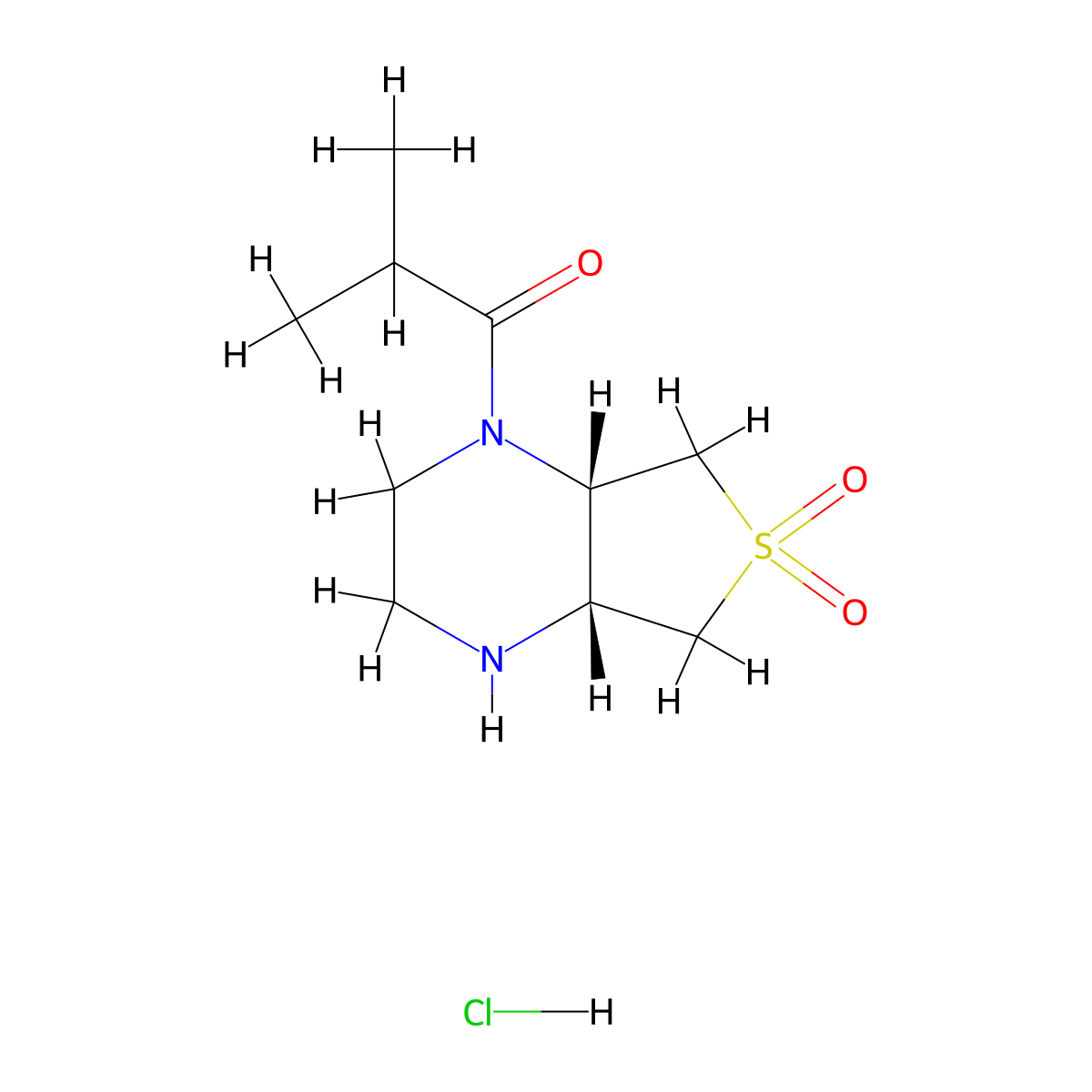 (4aR,7aS)-1-isobutyryloctahydrothieno[3,4-b]pyrazine 6,6-dioxide hydrochloride molecular structure, CAS 2173052-48-5