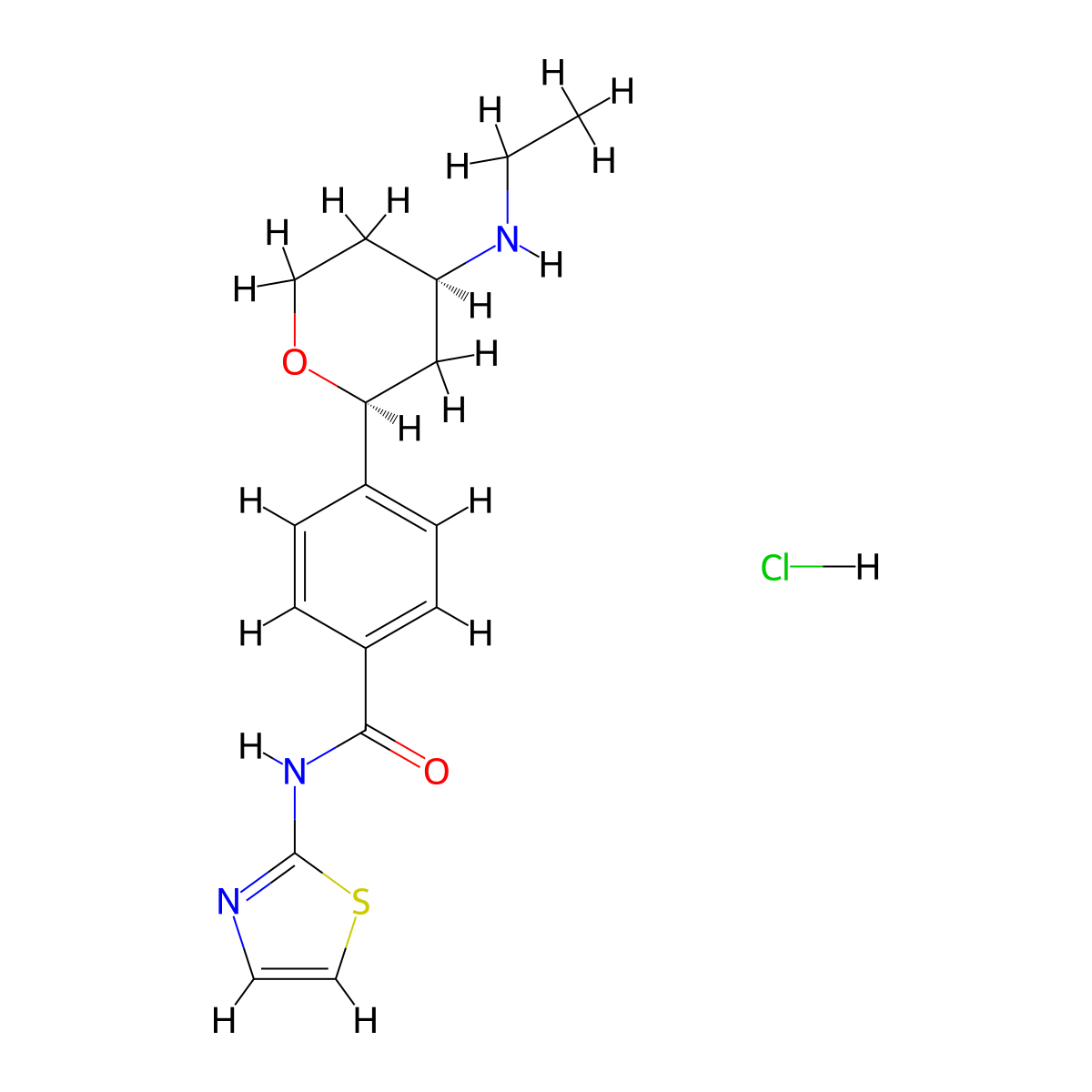 4-[(2S,4R)-4-(Ethylamino)tetrahydro-2h-pyran-2-yl]-n-1,3-thiazol-2-ylbenzamide hydrochloride molecular structure, CAS 2173052-63-4