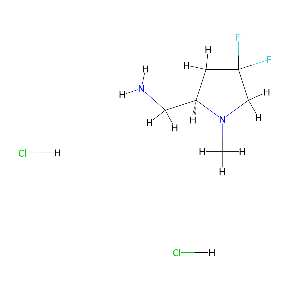 [(2R)-4,4-Difluoro-1-methylpyrrolidin-2-yl]methanamine dihydrochloride molecular structure, CAS 2173052-69-0