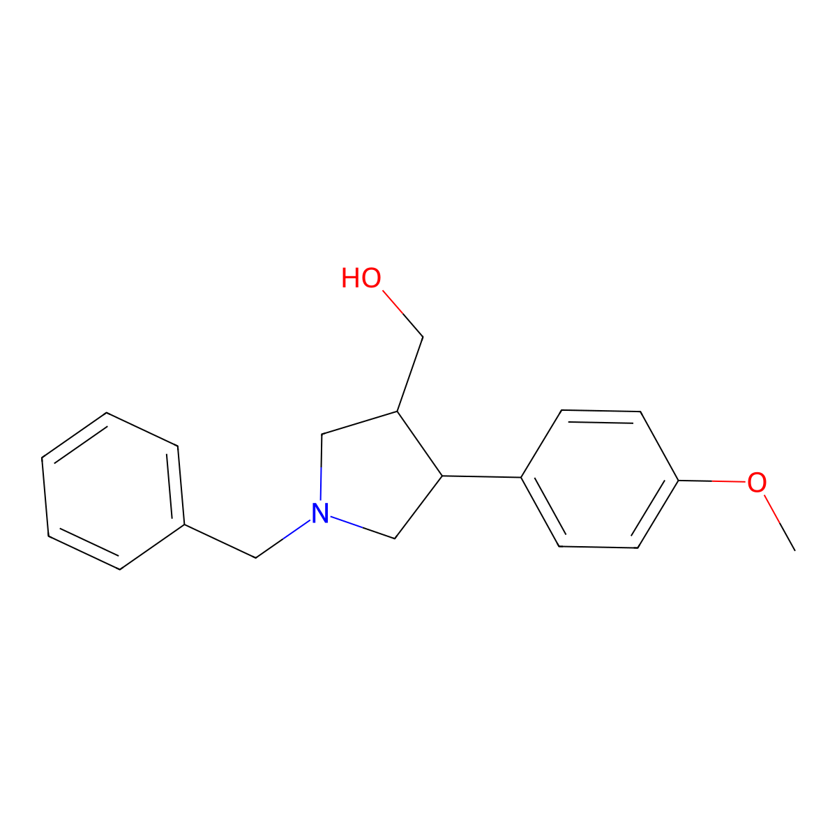 ([(3S,4R)1-Benzyl-4-(4-methoxyphenyl)pyrrolidin-3-yl)methanol molecular structure, CAS 2173052-77-0