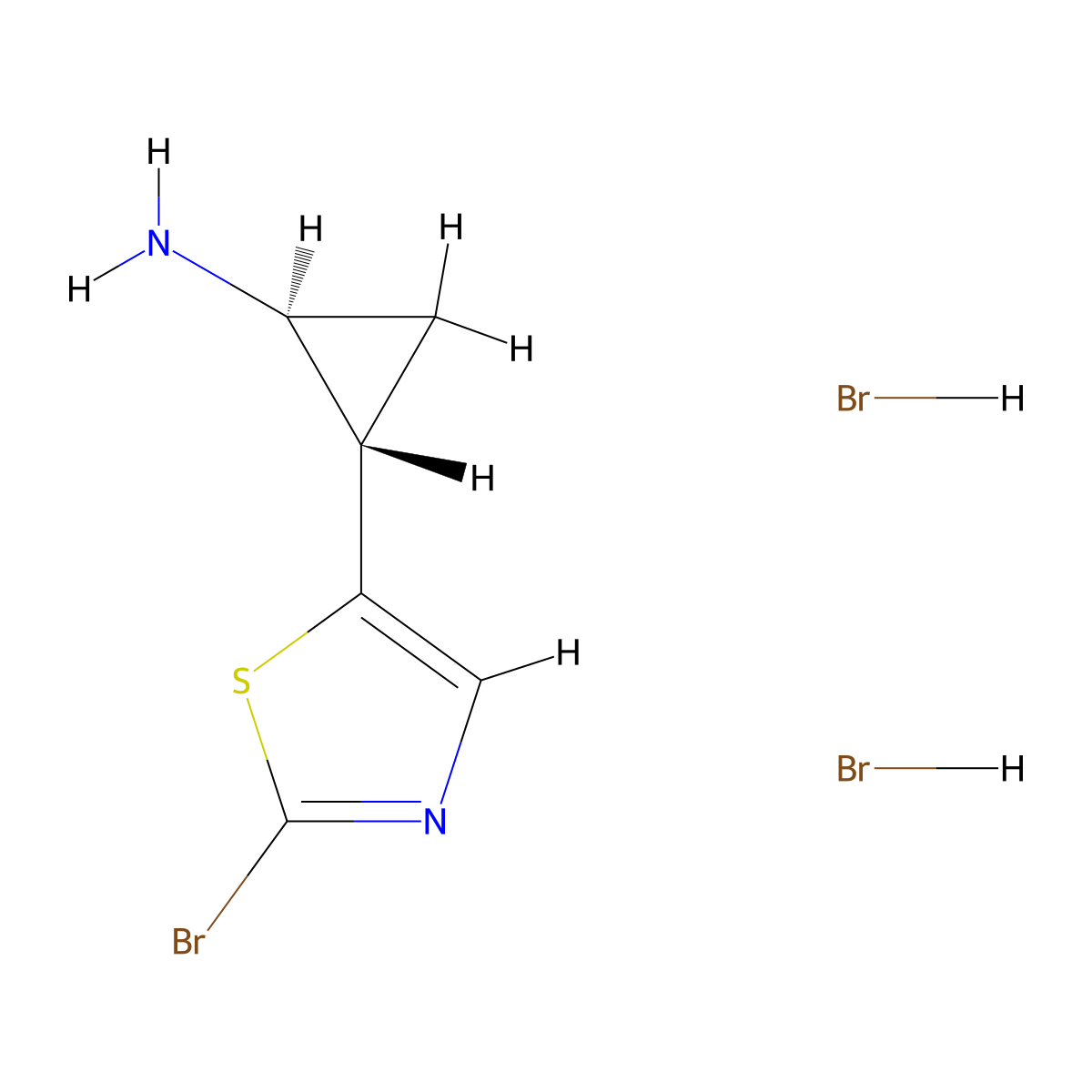 (1S,2S)-Rel-2-(2-bromo-1,3-thiazol-5-yl)cyclopropan-1-amine dihydrobromide molecular structure, CAS 2173052-92-9