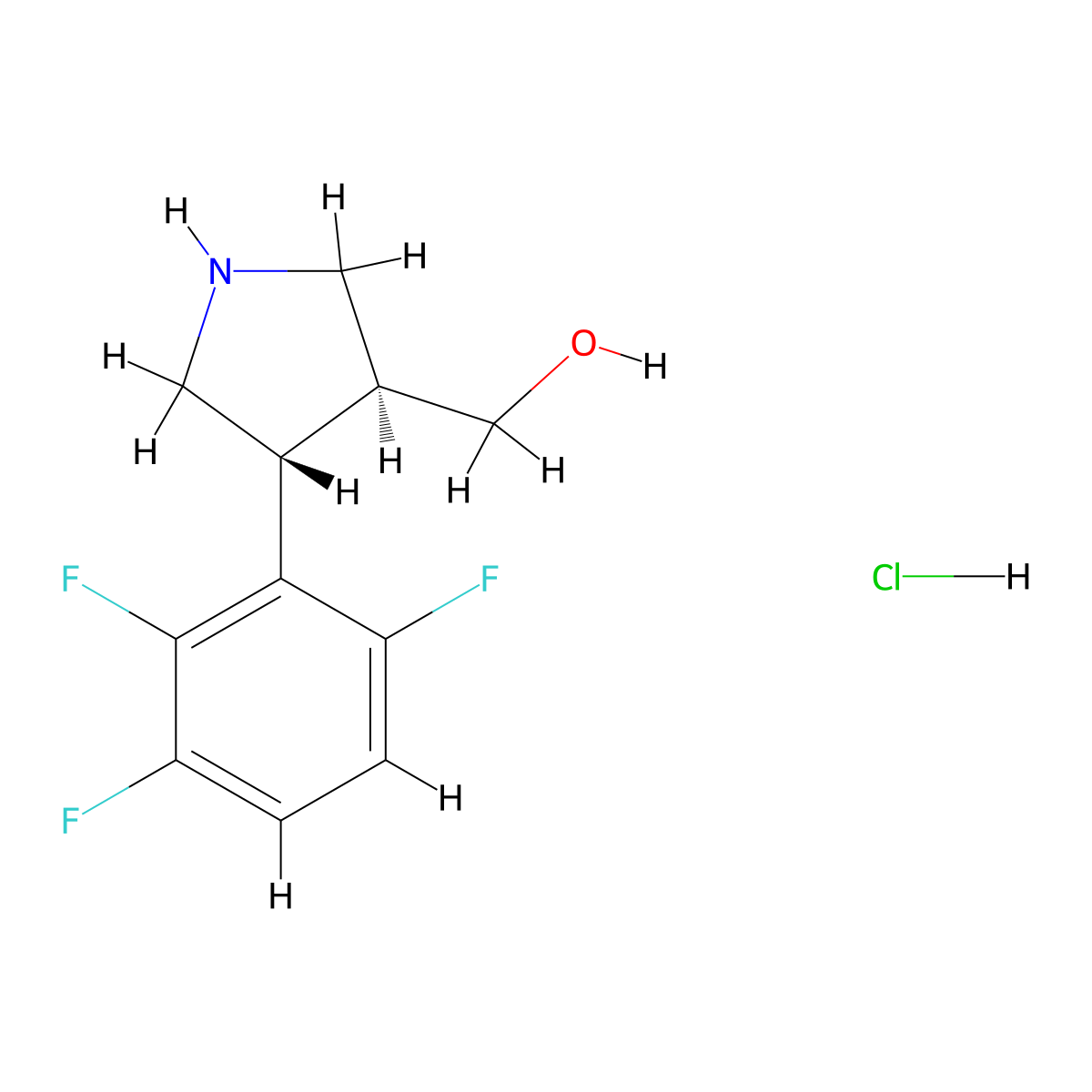 [(3S,4R)-4-(2,3,6-Trifluorophenyl)pyrrolidin-3-yl]methanol hydrochloride molecular structure, CAS 2173052-94-1