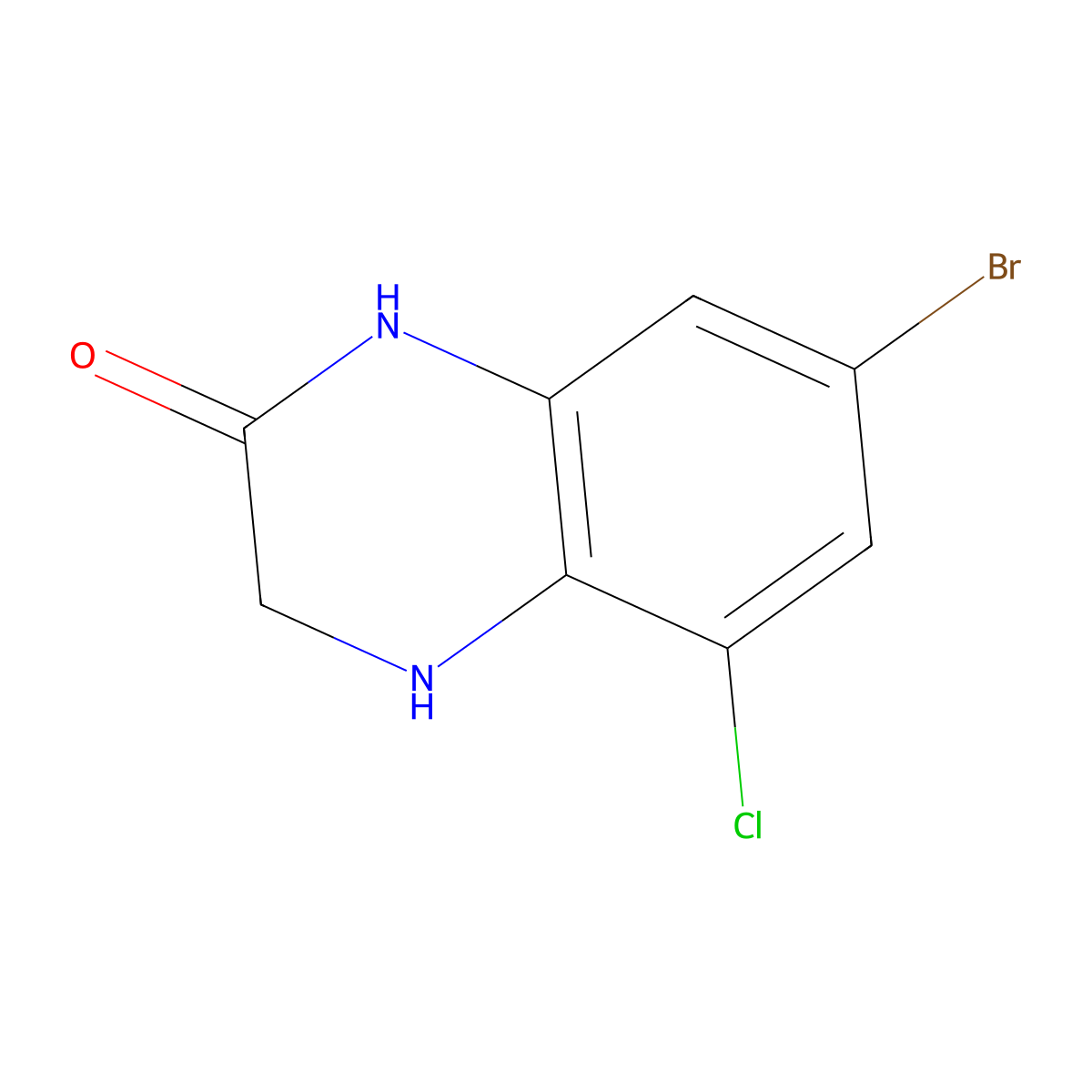 7-Bromo-5-chloro-3,4-dihydro-1H-quinoxalin-2-one molecular structure, CAS 2173069-34-4